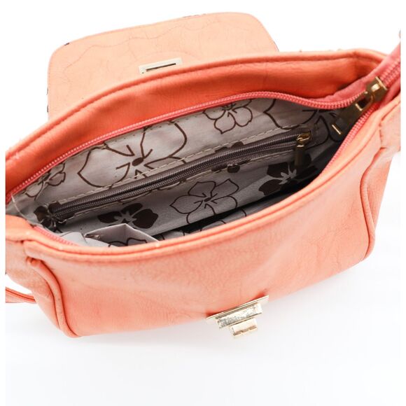 Boho Woven Leather Flap Crossbody Bag Adjustable Strap - Picture 3 of 4